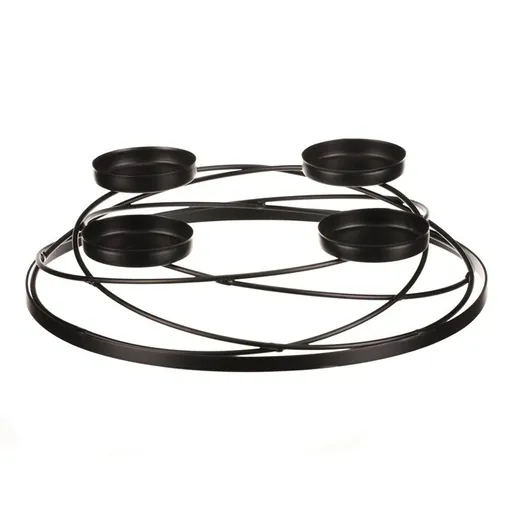 Adventní svícen kovový, černá, pr. 35 cm