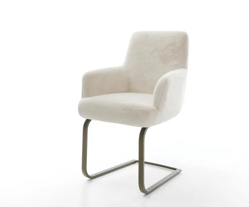 Jídelní židle Heira-Flex s područkami plyšový manšestr krémovo