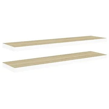 Shumee plovoucí nástěnné 2 ks dub a bílé 120×23,5×3,8 cm MDF, 326586 (326586)