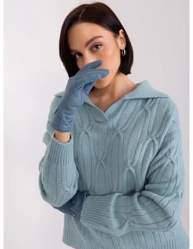 Dámské rukavice s vložkami z ekokůže SIA modré