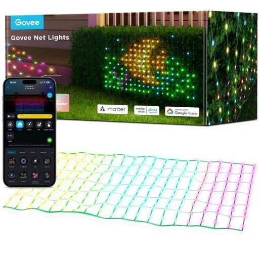 Govee RGBIC venkovní světelná síť - 1, 43 x 0, 85m Matter