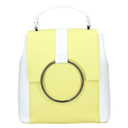 Dámský kožený batoh Vera Pelle Cecilie - žluto-bílá