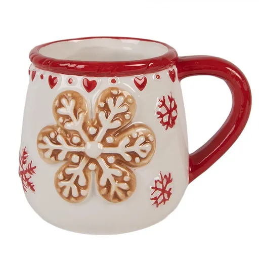 Bílý vánoční keramický hrnek vločka Snowflakes - 13*10*10 cm / 375 ml 6CEMU0209