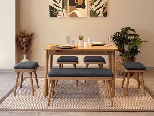 Jídelní set s rozkládacím stolem a židlemi (6 kusů) Vina Mini 06 1053 - Oak, Anthracite