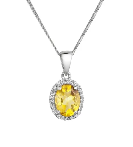 Evolution Group - Pavona Blyštivý stříbrný náhrdelník s pravým citrínem a zirkony 12086.3