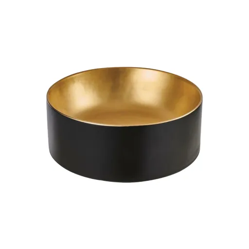 INVENA Umyvadlo na desku KOS TREND 42 cm,  kruhové  černá zlatá CE-38-017-C