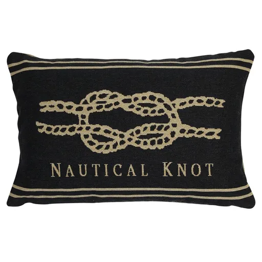 Béžovo-černý gobelínový polštář s uzlem Nautical knot I - 45*15*30cm Mars & More