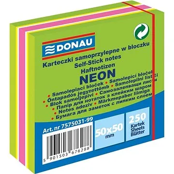 DONAU 50 x 50 mm, 250 lístků, mix barev č. 3 (7575031-99)