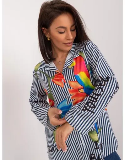 Dámská košile s potiskem tmavě modrá a bílá