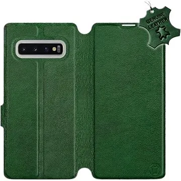 Flip pouzdro na mobil Samsung Galaxy S10 Plus - Zelené - kožené -   Green Leather (5903226813353)