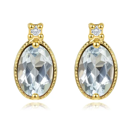 Náušnice z 14K zlata s modrým topazem a kubickými zirkony