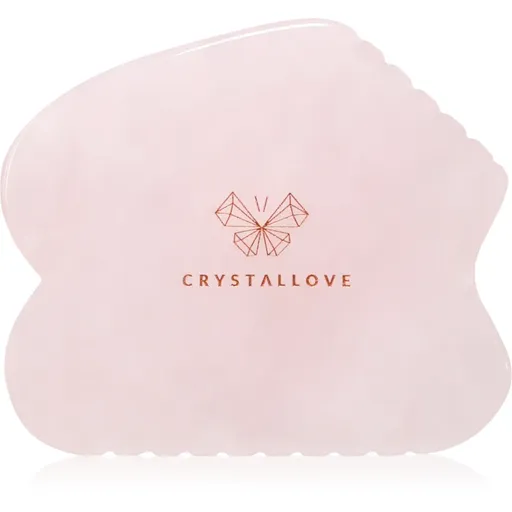 Crystallove Rose Quartz Contour Gua Sha masážní pomůcka na obličej 1 ks