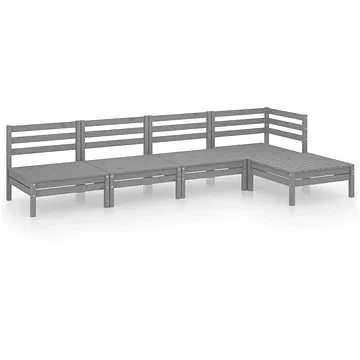 5dílná zahradní sedací souprava masivní borovice šedá, 3082659 (3082659)