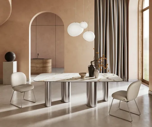 Jídelní stůl Edge oválný 240x120 cm keramika Calacatta Luxe