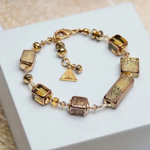 Lampglas Náramek s originálními perlami Golden Amulet Lampglas BCV2