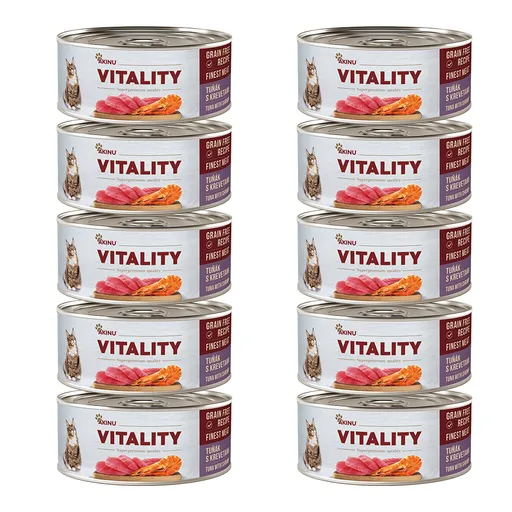 Akinu VITALITY Tuňák & krevety konzerva pro kočky 10 x 70 g