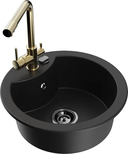 MEXEN/S Diego granitový dřez včetně baterie Duero, černá 6512-77-671600-50-B