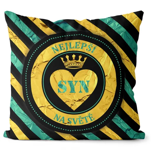 Polštářek Nejlepší syn – pruhovaný (Velikost: 40 x 40 cm)