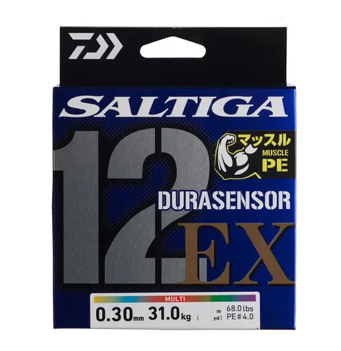 Daiwa splétaná šňůra saltiga durasensosr12 braid ex +si3 300 m multi color - 0,35 mm 45 kg