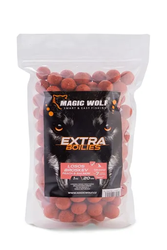 Magic Wolf Boilies Extra 1kg - Losos/ broskev 24mm,Magic Wolf Boilies Extra 1kg - Losos/ broskev 24mm