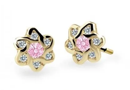 Cutie Jewellery Zlaté dětské náušnice C2149-30-X-1 růžová