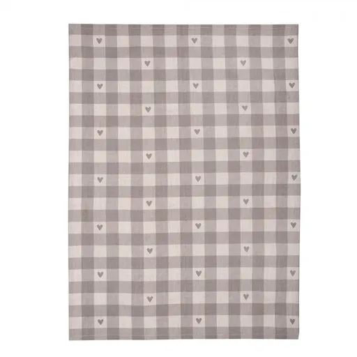 Béžovo-šedá károvaná utěrka se srdíčky Love It - 50*70 cm LVT42-2G