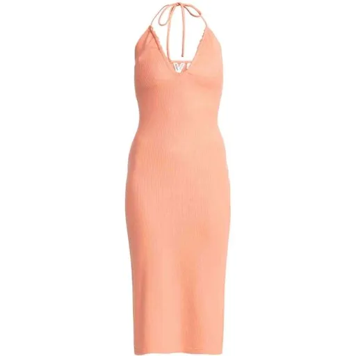 Roxy LATE SUNSET HALTER Dámské letní midi šaty, lososová, velikost