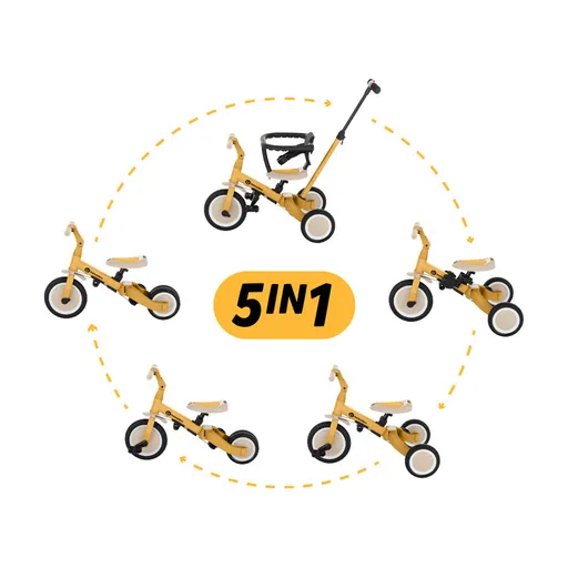 PETITE&MARS Tříkolka multifunkční 5v1 Turbo Intense Ochre