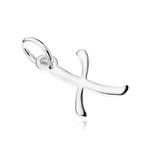 Přívěsek hladké a ploché písmeno "X", stříbro 925, vysoký lesk