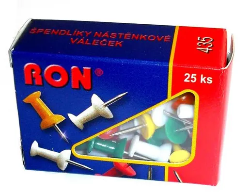 Špendlíky Ron nástěnkové válečky barevné 25ks