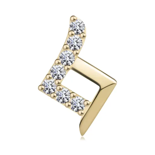 Přívěsek ve žlutém 14K zlatě - kontura kosočtverce s prodlouženými liniemi, zirkonky