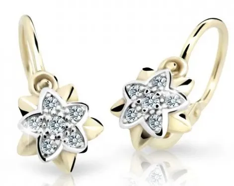 Cutie Diamonds Dětské bicolor náušnice Kytičky ze zlata s brilianty DC2210-10-00-X-1