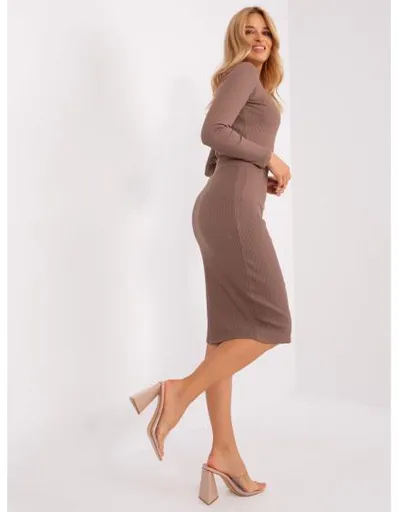 Dámská sukně v midi délce pruhovaná GAGE hnědá