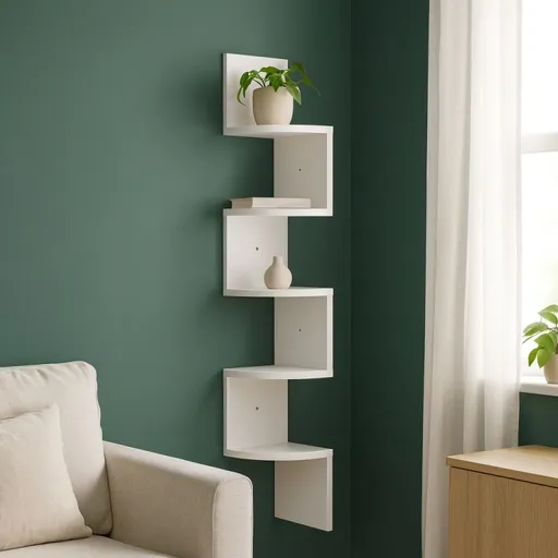 Nástěnná rohová police bílá 5 polic