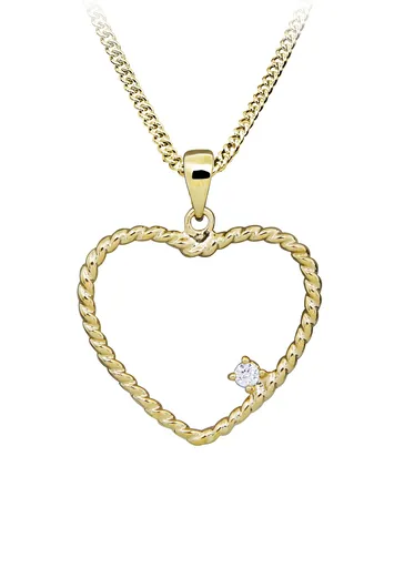 Silver Cat Pozlacený náhrdelník Srdce se zirkonem SC585 (řetízek, přívěsek)