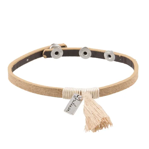 Béžový koženkový náramek s  třásní Clayre & Eef