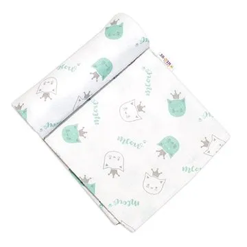 Baby Nellys Flanelová plenka,Kočička s korunou, zelená (15413901)