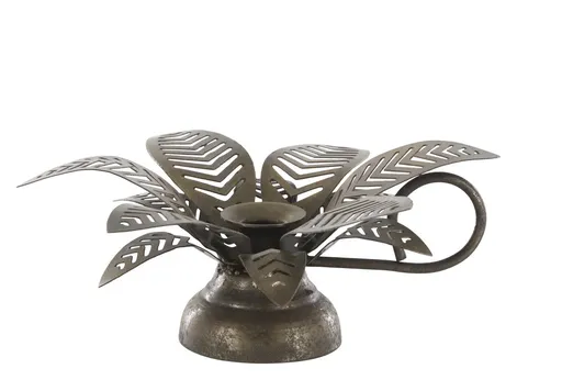 Mosazný antik kovový svícen na úzkou svíčku květina Kloee - 4*13*6 cm 71129913