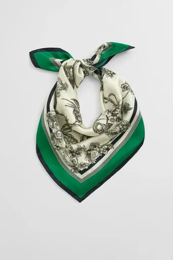 ŠÁTEK GANT TREE PRINT SILK SCARF GREEN LAGOON