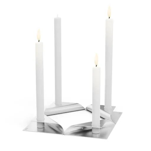 Square Candle, designový svícen - stříbrný, set 4ks - Höfats