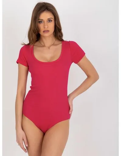 Fuchsiové přiléhavé body basic s pruhy