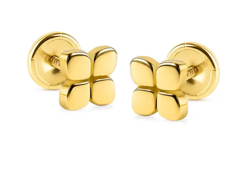 Brilio Slušivé náušnice ze žlutého zlata Čtyřlístek 14/194.581/17