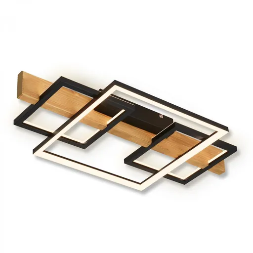 BRILONER Cadre LED stropní svítidlo, přímé a nepřímé osvětlení, 3-krokové spínání, 3 rámy, dekor dřeva, 55x30 cm, černá/dřevo 3840014