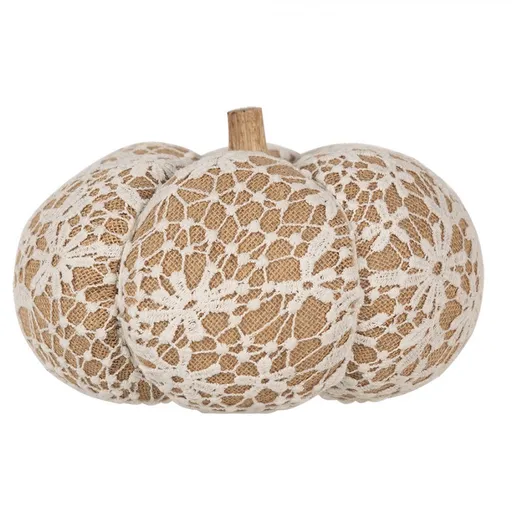 Hnědo-bílá krajková dekorace dýně Pumpkin XXL - Ø 25*16 cm  65406