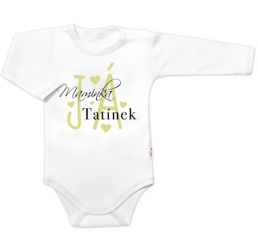 Baby Nellys Body dl. rukáv, Maminka, Tatínek JÁ, bílé, vel. 86