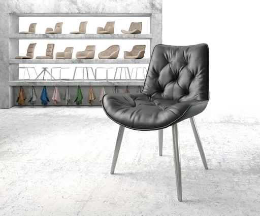 Jídelní židle Taimi-Flex černá pravá kůže zúžená podnož