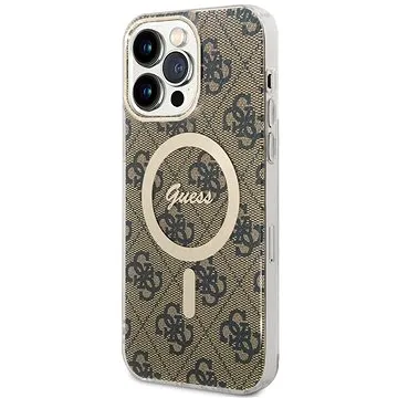 Guess 4G IML MagSafe Kompatibilní Zadní Kryt pro iPhone 14 Pro Max Brown (GUHMP14XH4STW)