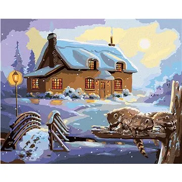 Zuty - Malování podle čísel - MÝVAL A DŮM V ZIMĚ (D. RUSTY RUST), 80x100 cm, vypnuté plátno na rám (HRAmmb01297nad)