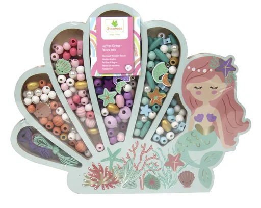 Sycomore Dřevěné pastelové korálky - Mořská panna, 400 ks
