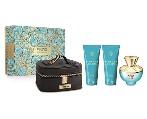 Versace Dylan Turquoise - EDT 100 ml + parfémovaný tělový gel 100 ml + sprchový gel 100 ml + kosmetická taštička